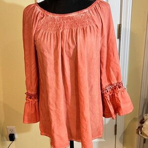 KEREN hart Coral Smocked Blouse